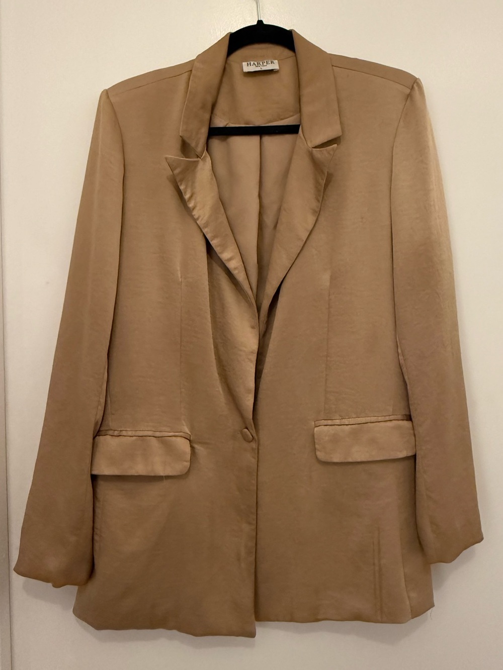 Harper Satin-Look Camel Blazer